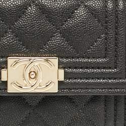 Chanel Black Quilted Caviar Leather Small Boy Flap Wallet