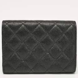 Chanel Black Quilted Caviar Leather Small Boy Flap Wallet