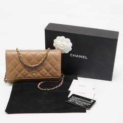 Chanel Brown Quilted Caviar Leather Classic Wallet on Chain