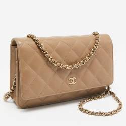 Chanel Brown Quilted Caviar Leather Classic Wallet on Chain