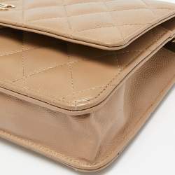 Chanel Brown Quilted Caviar Leather Classic Wallet on Chain