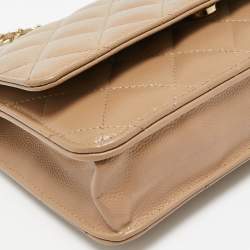 Chanel Brown Quilted Caviar Leather Classic Wallet on Chain