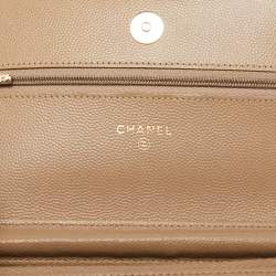 Chanel Brown Quilted Caviar Leather Classic Wallet on Chain