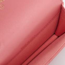 Chanel Pink Quilted Leather CC Charms Card Holder On Chain