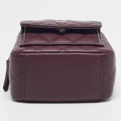 Chanel Burgundy Quilted Caviar Leather Mini CC Classic Backpack