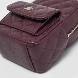 Chanel Burgundy Quilted Caviar Leather Mini CC Classic Backpack