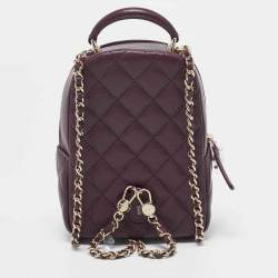 Chanel Burgundy Quilted Caviar Leather Mini CC Classic Backpack