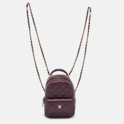 Chanel Burgundy Quilted Caviar Leather Mini CC Classic Backpack