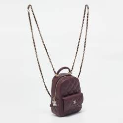 Chanel Burgundy Quilted Caviar Leather Mini CC Classic Backpack