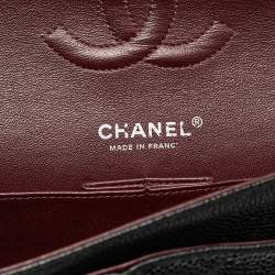 Pre Owned Chanel Black Quilted Caviar Leather Medium Classic Double Flap Bag