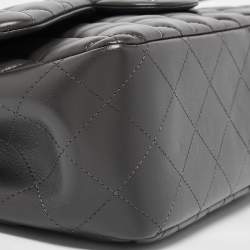 Chanel Grey Quilted Leather Jumbo Classic Double Flap Bag