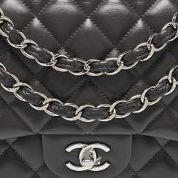 Chanel Grey Quilted Leather Jumbo Classic Double Flap Bag