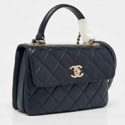Chanel Navy Blue Quilted Leather Small Trendy CC Top Handle Bag
