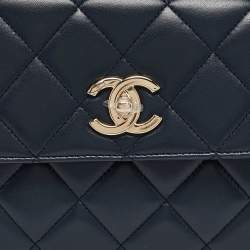Chanel Navy Blue Quilted Leather Small Trendy CC Top Handle Bag