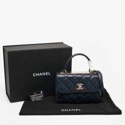 Chanel Navy Blue Quilted Leather Small Trendy CC Top Handle Bag