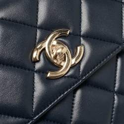 Chanel Navy Blue Quilted Leather Small Trendy CC Top Handle Bag
