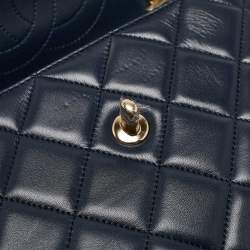 Chanel Navy Blue Quilted Leather Small Trendy CC Top Handle Bag
