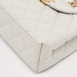 Chanel Light Grey Quilted Leather Mini Kelly Bag