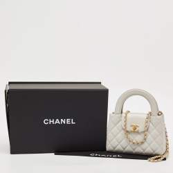 Chanel Light Grey Quilted Leather Mini Kelly Bag
