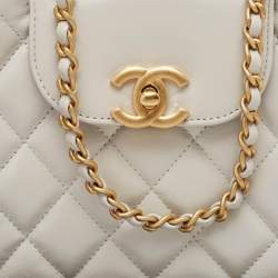 Chanel Light Grey Quilted Leather Mini Kelly Bag