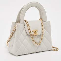 Chanel Light Grey Quilted Leather Mini Kelly Bag