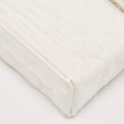Chanel White Quilted Caviar Leather CC Long Vanity Case Bag