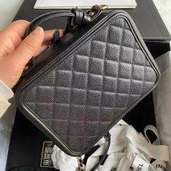Chanel Black Caviar Leather Large Filigree Shoulder Bag