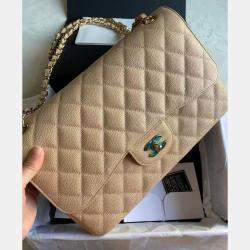Chanel Beige Leather Jumbo Classic Double Flap Shoulder Bag