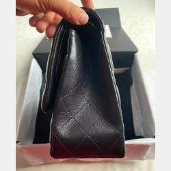 Pre Owned Chanel Black Leather Jumbo Classic Double Flap Shoulder Bag