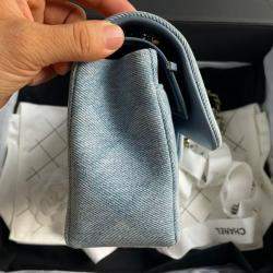 Chanel Blue Denim Double Flap Shoulder Bag
