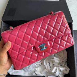 Chanel Pink Patent Leather Medium Double Flap Shoulder Bag