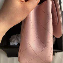 Chanel Pink Leather Jumbo Classic Double Flap Bag