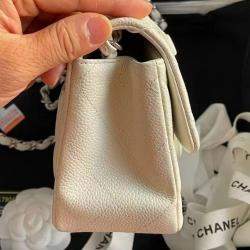 Chanel white Caviar Leather Mini Flap Bag