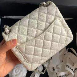 Chanel white Caviar Leather Mini Flap Bag