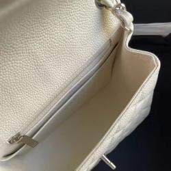 Chanel white Caviar Leather Mini Flap Bag