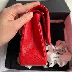 Chanel Coral Red Caviar Leather Medium Bag