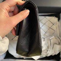 Chanel Black/Silver Leather 2.55 Double Flap Bag