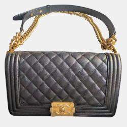 Chanel Black Leather Medium Boy Bag