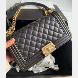 Chanel Black Leather Medium Boy Bag
