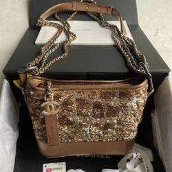 Pre Owned Chanel Sequins Trumpet Wandering Small Bag