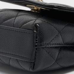 Chanel Black Quilted Caviar Leather Nano Coco Handle Chain Clutch