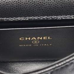 Chanel Black Quilted Caviar Leather Nano Coco Handle Chain Clutch