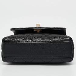 Chanel Black Quilted Caviar Leather Nano Coco Handle Chain Clutch