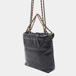 Chanel Black Shiny Calf Leather Mini 22 Shoulder Bag