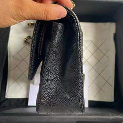 Pre Owned Chanel Black Caviar Leather Classic Flap Bag