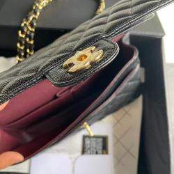 Pre Owned Chanel Black Caviar Leather Classic Flap Bag