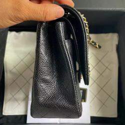 Pre Owned Chanel Black Caviar Leather Classic Flap Bag