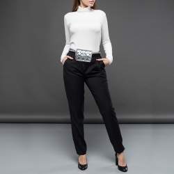 Pre Owned Chanel Silver Quilted Leather CC Chain Belt Bag