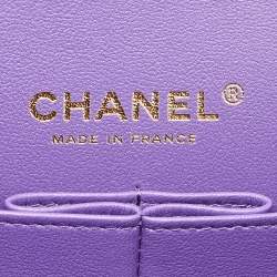 Pre Owned Chanel Purple Caviar Quilted Leather Medium Classic Double Flap Bag