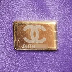Pre Owned Chanel Purple Caviar Quilted Leather Medium Classic Double Flap Bag